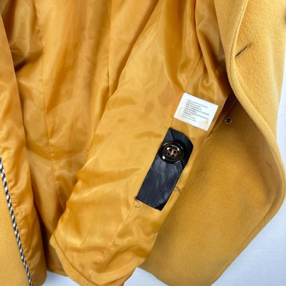 St. Johns Bay Pea Coat Womens SZ L Deep Yellow Classic Double Breasted Buttons - Picture 8 of 10